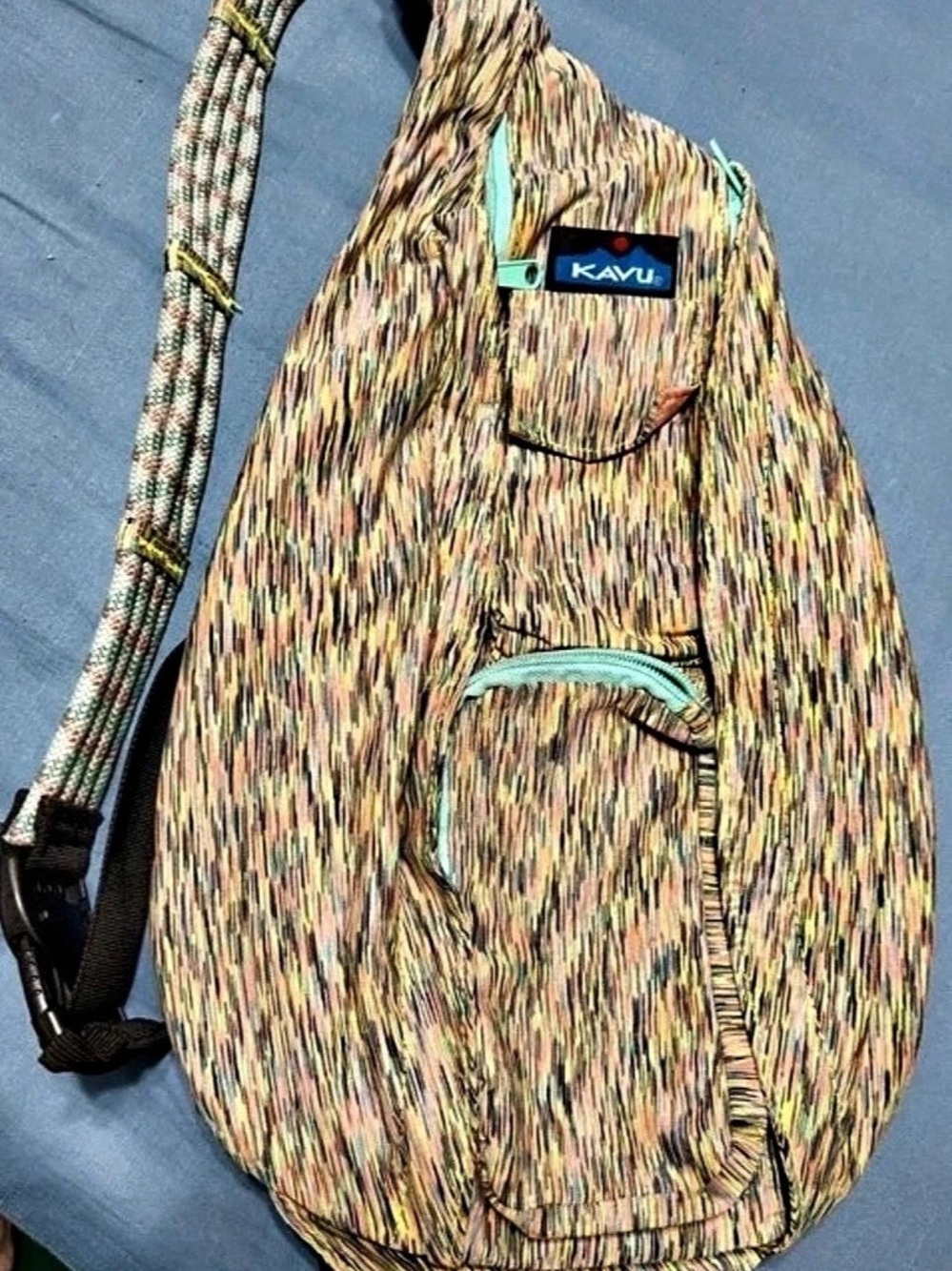 KAVU Original Rope Bag Sling Backpack Multicolor & Green